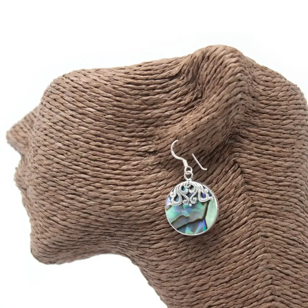 Shell & Silver Earrings – Classic Disc – Abalone | www.artisangoods.co.uk 3