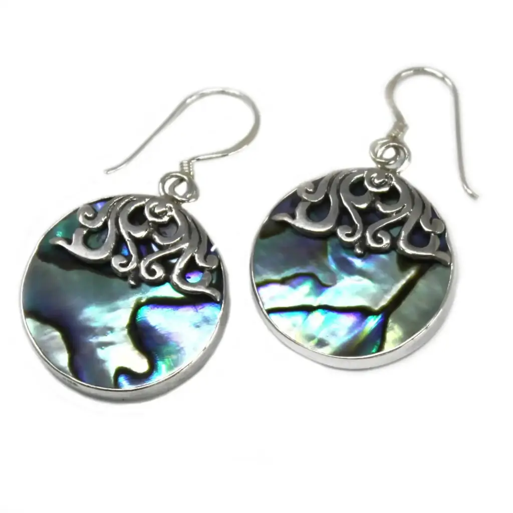 Shell & Silver Earrings – Classic Disc – Abalone | www.artisangoods.co.uk