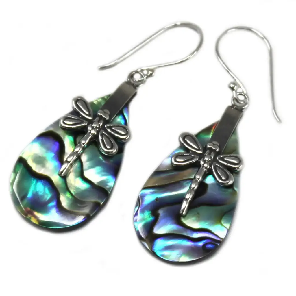 Shell & Silver Earrings – Dragonflies – Abalone | www.artisangoods.co.uk