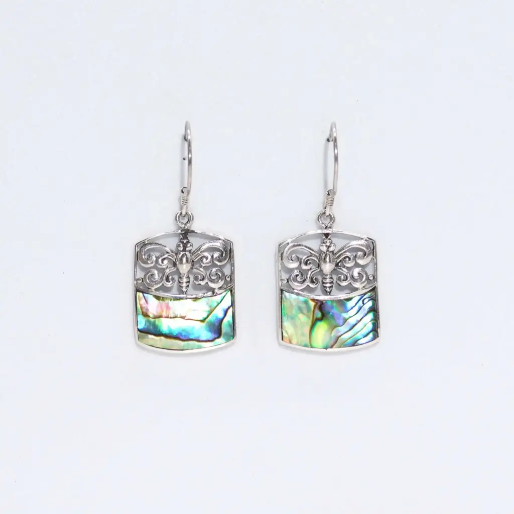 Shell & Silver Earrings – Dragonfly – Abalone | www.artisangoods.co.uk