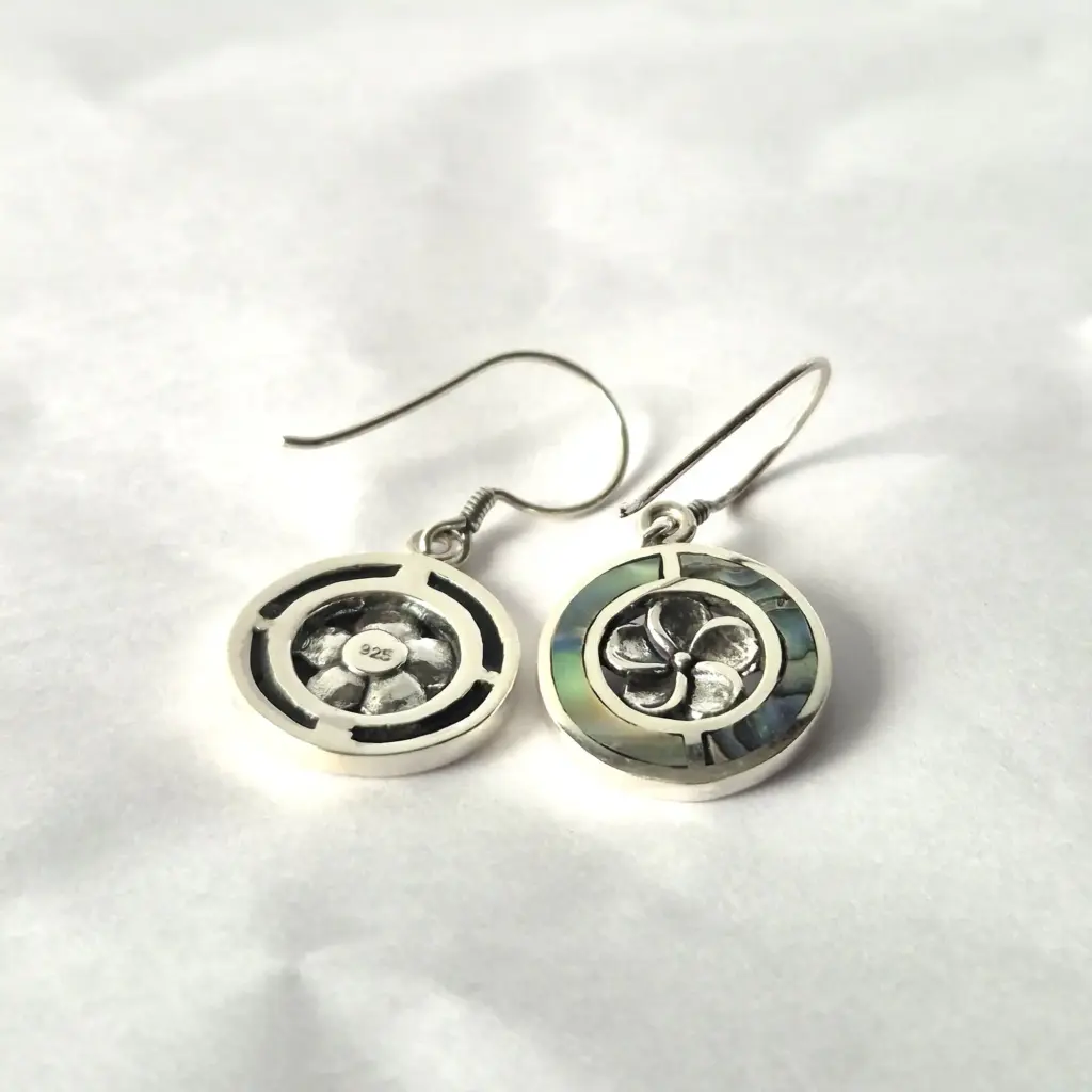 Shell & Silver Earrings – Frangipani – Abalone | www.artisangoods.co.uk 2