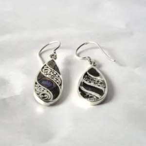 Shell & Silver Earrings – Long Teardrop – Abalone | www.artisangoods.co.uk 2