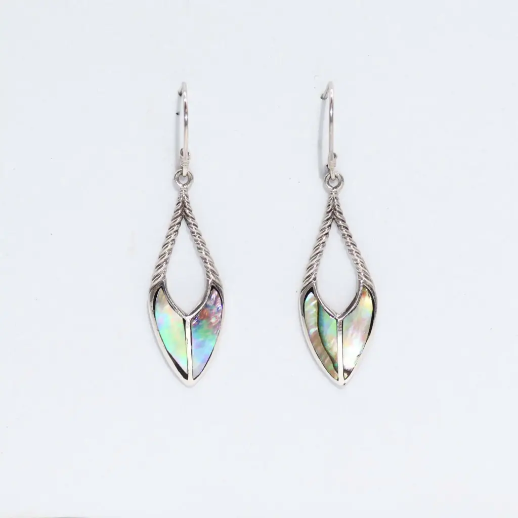 Shell & Silver Earrings – Spear Drops – Abalone | www.artisangoods.co.uk