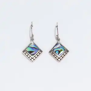 Shell & Silver Earrings – Square Dots- Abalone | www.artisangoods.co.uk 1