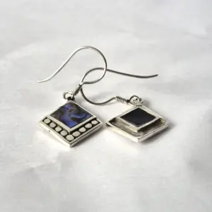 Shell & Silver Earrings – Square Dots- Abalone | www.artisangoods.co.uk 2