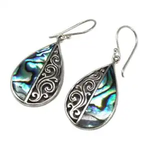 Shell & Silver Earrings – Teardrop- Abalone | www.artisangoods.co.uk 1