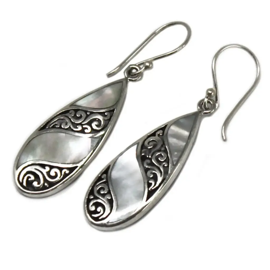 Shell & Silver Earrings – Teardrop- MOP | www.artisangoods.co.uk