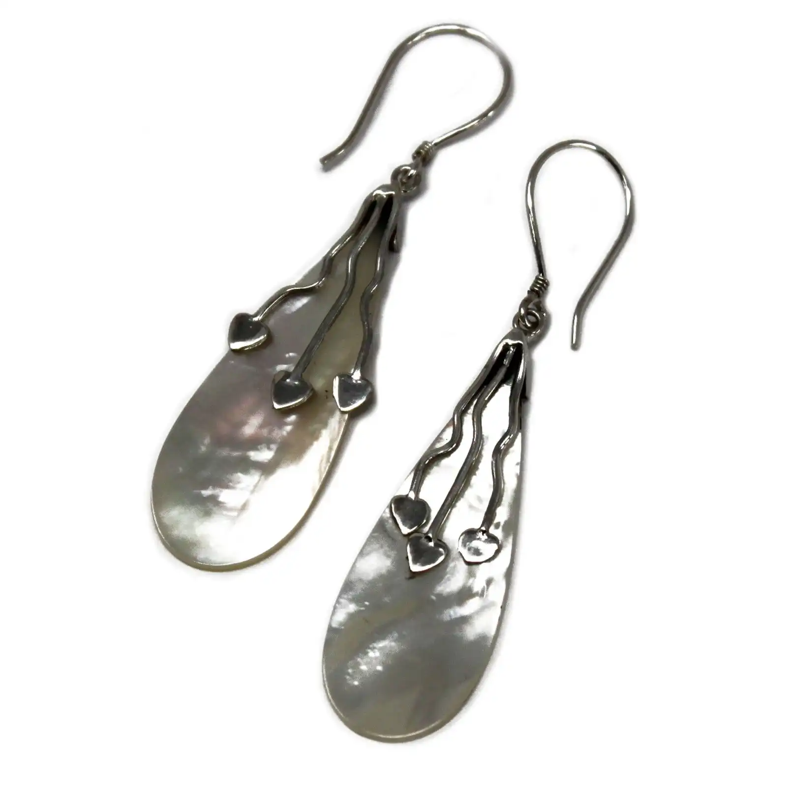 Shell & Silver Earrings – Three Hearts – MOP | www.artisangoods.co.uk 2 Shell & Silver Earrings – Three Hearts – MOP | www.artisangoods.co.uk 1