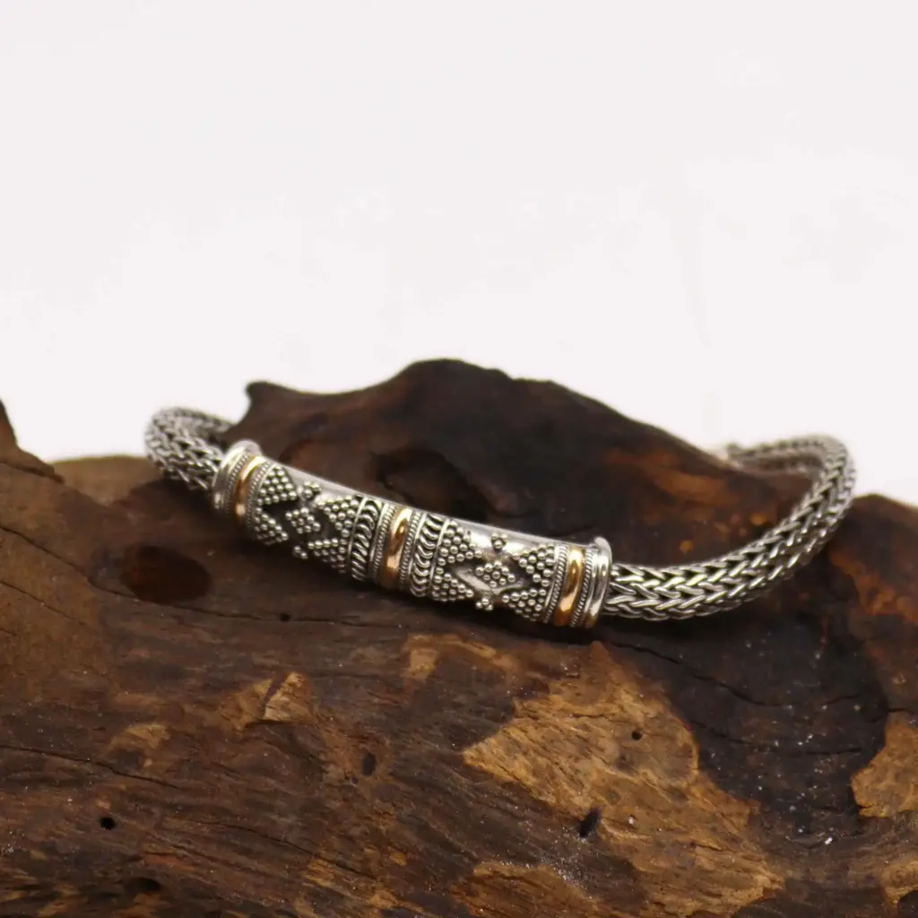 Silver & Gold Bracelet – Unisex Single Chain | www.artisangoods.co.uk 2