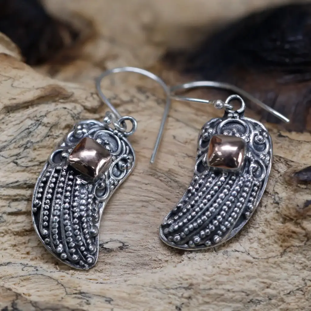 Silver & Gold Earring – Angel Wings | www.artisangoods.co.uk 3