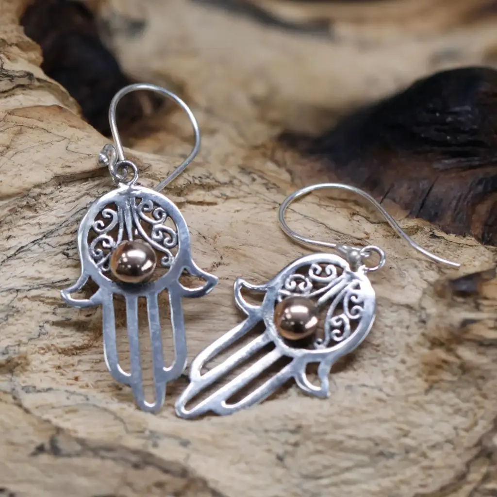 Silver & Gold Earring – Hamsa | www.artisangoods.co.uk 3