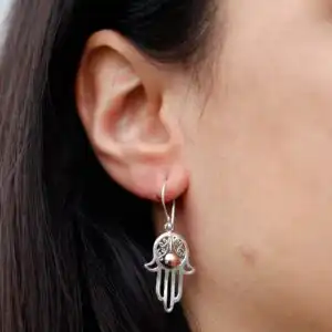 Silver & Gold Earring – Hamsa | www.artisangoods.co.uk 1