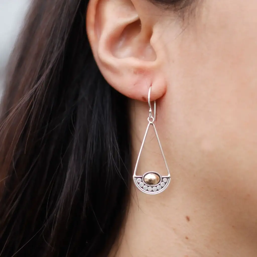 Silver & Gold Earring – Luna Balance | www.artisangoods.co.uk