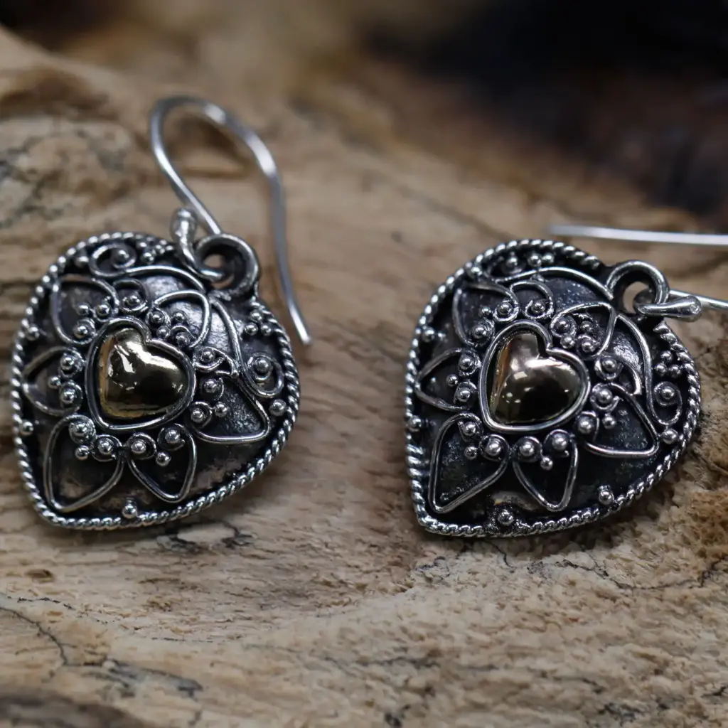 Silver & Gold Earring – Mandala Hearts | www.artisangoods.co.uk 3 Silver & Gold Earring – Mandala Hearts | www.artisangoods.co.uk 3