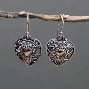 Silver & Gold Earring – Mandala Hearts | www.artisangoods.co.uk 1