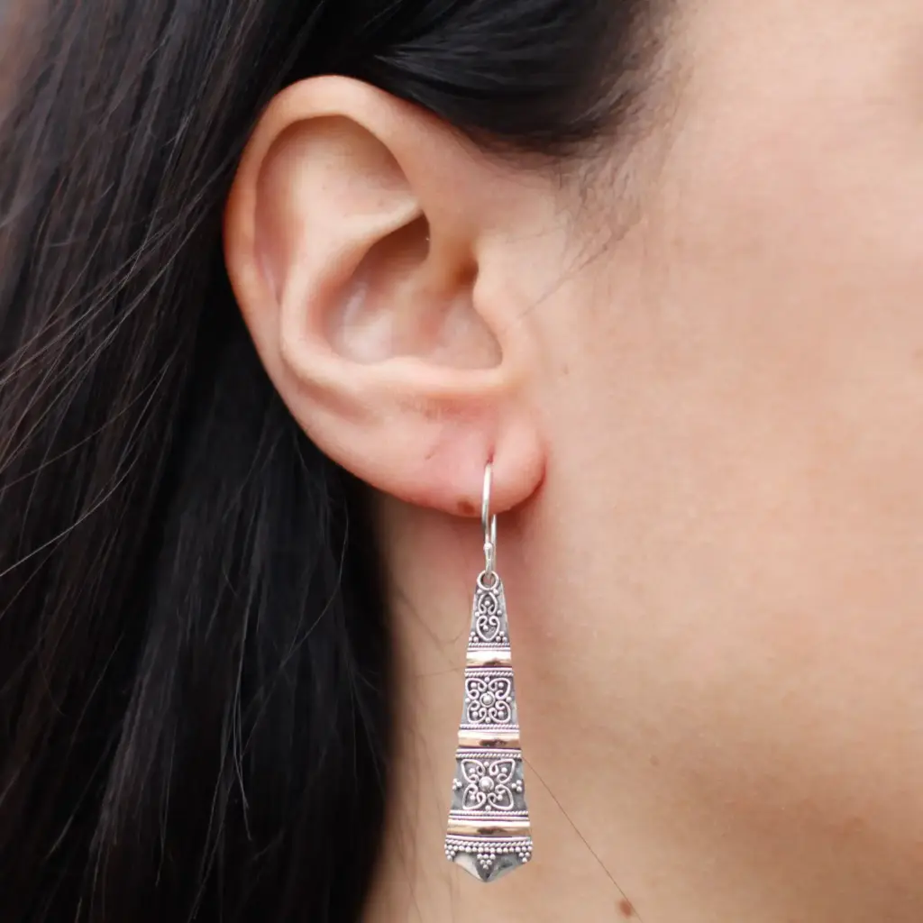 Silver & Gold Earring – Tribal Drops | www.artisangoods.co.uk