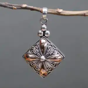 Silver & Gold Pendant – Square Drop | www.artisangoods.co.uk 1