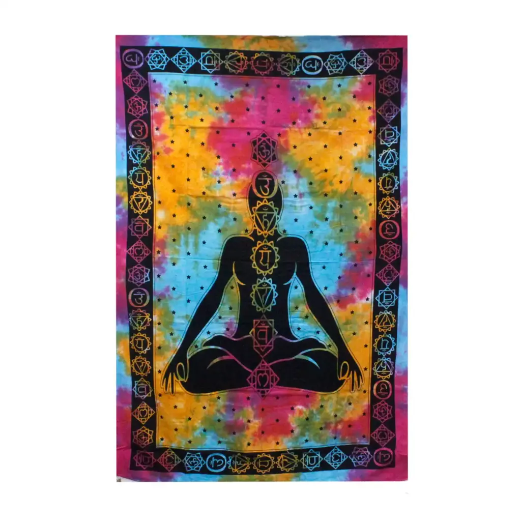 Single Cotton Bedspread + Wall Hanging – Chakra Buddha | www.artisangoods.co.uk