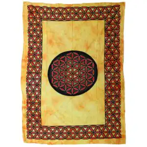 Single Cotton Bedspread + Wall Hanging – Flower of Life – Orange | www.artisangoods.co.uk