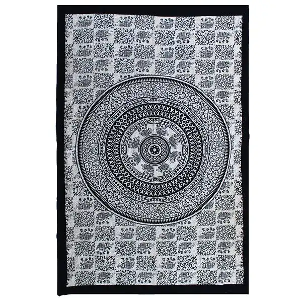 Single Cotton Bedspread + Wall Hanging – Mono – Elephant Mandala | www.artisangoods.co.uk 2 Single Cotton Bedspread + Wall Hanging – Mono – Elephant Mandala | www.artisangoods.co.uk