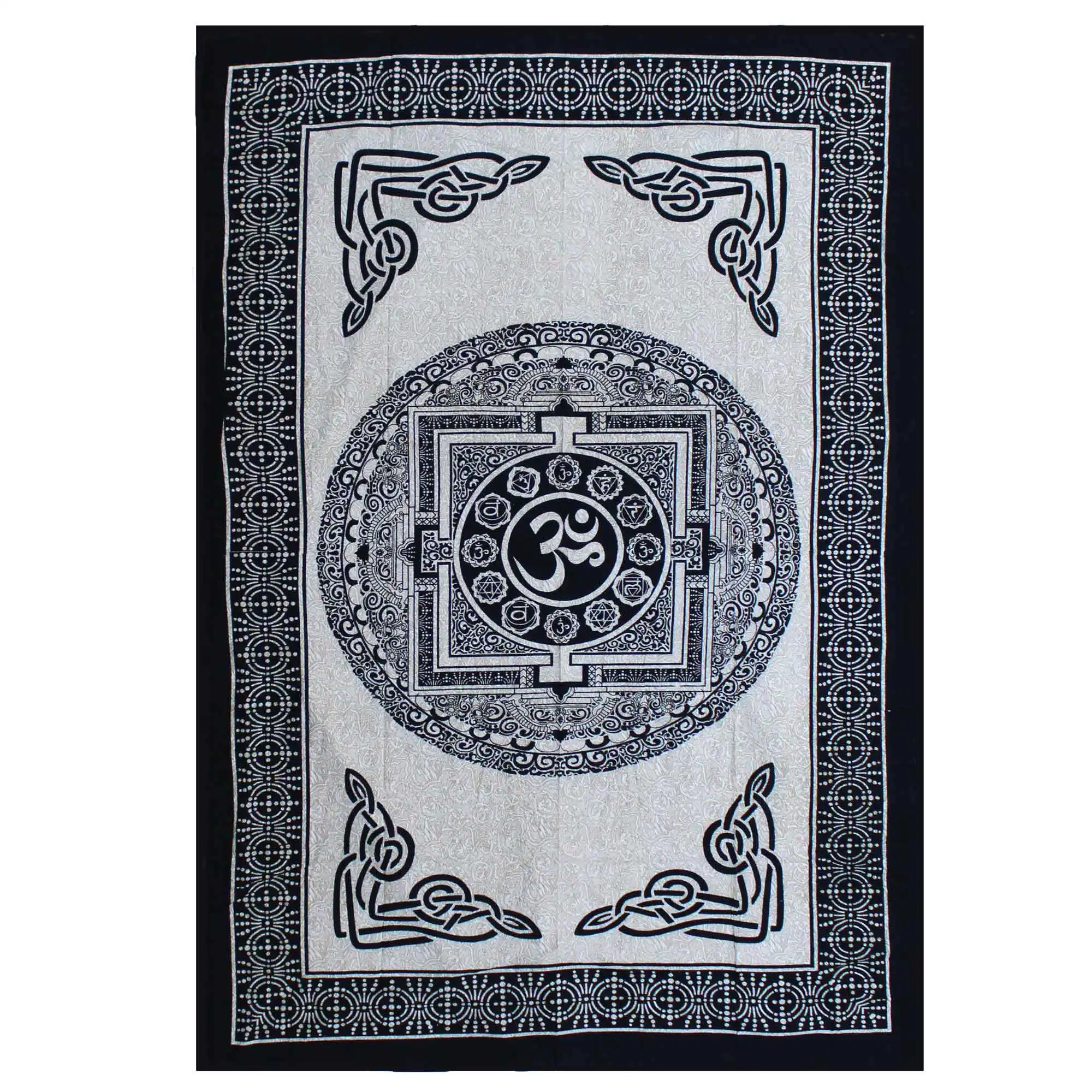 Single Cotton Bedspread + Wall Hanging – Mono – OM Mandala | www.artisangoods.co.uk 2 Single Cotton Bedspread + Wall Hanging – Mono – OM Mandala | www.artisangoods.co.uk