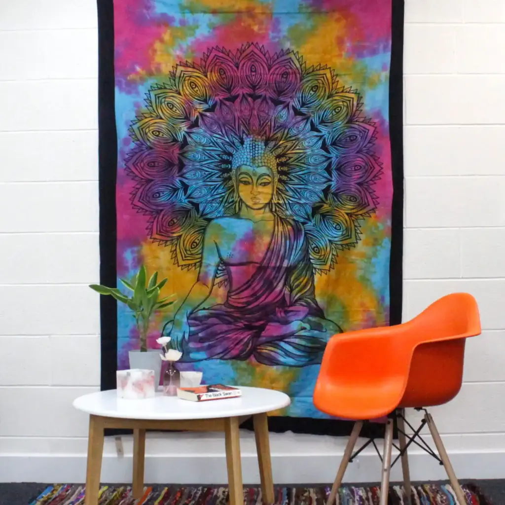 Single Cotton Bedspread + Wall Hanging – Peaceful Buddha | www.artisangoods.co.uk