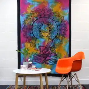 Single Cotton Bedspread + Wall Hanging – Peaceful Buddha | www.artisangoods.co.uk 1