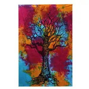 Single Cotton Bedspread + Wall Hanging –   Winter Tree | www.artisangoods.co.uk 1