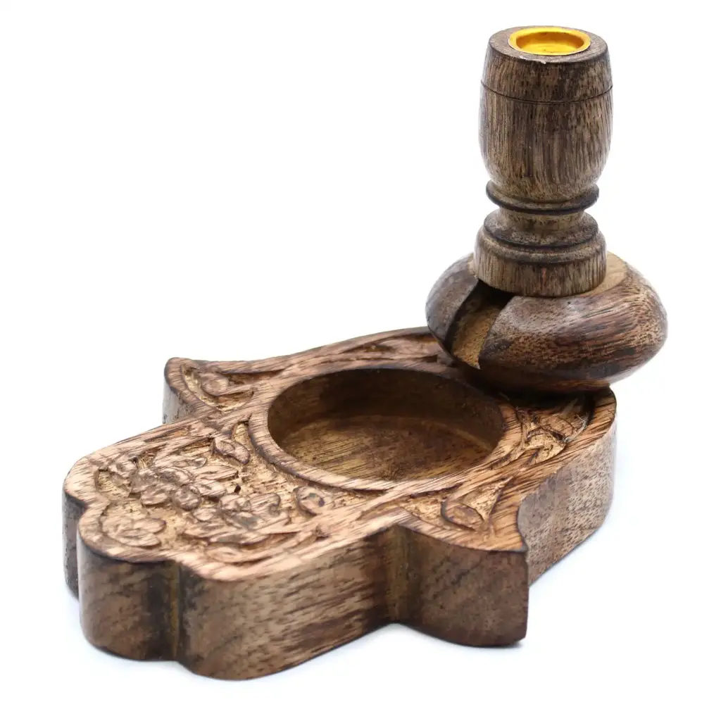 Sm Mango Wood Backflow Burner – Hamsa | www.artisangoods.co.uk