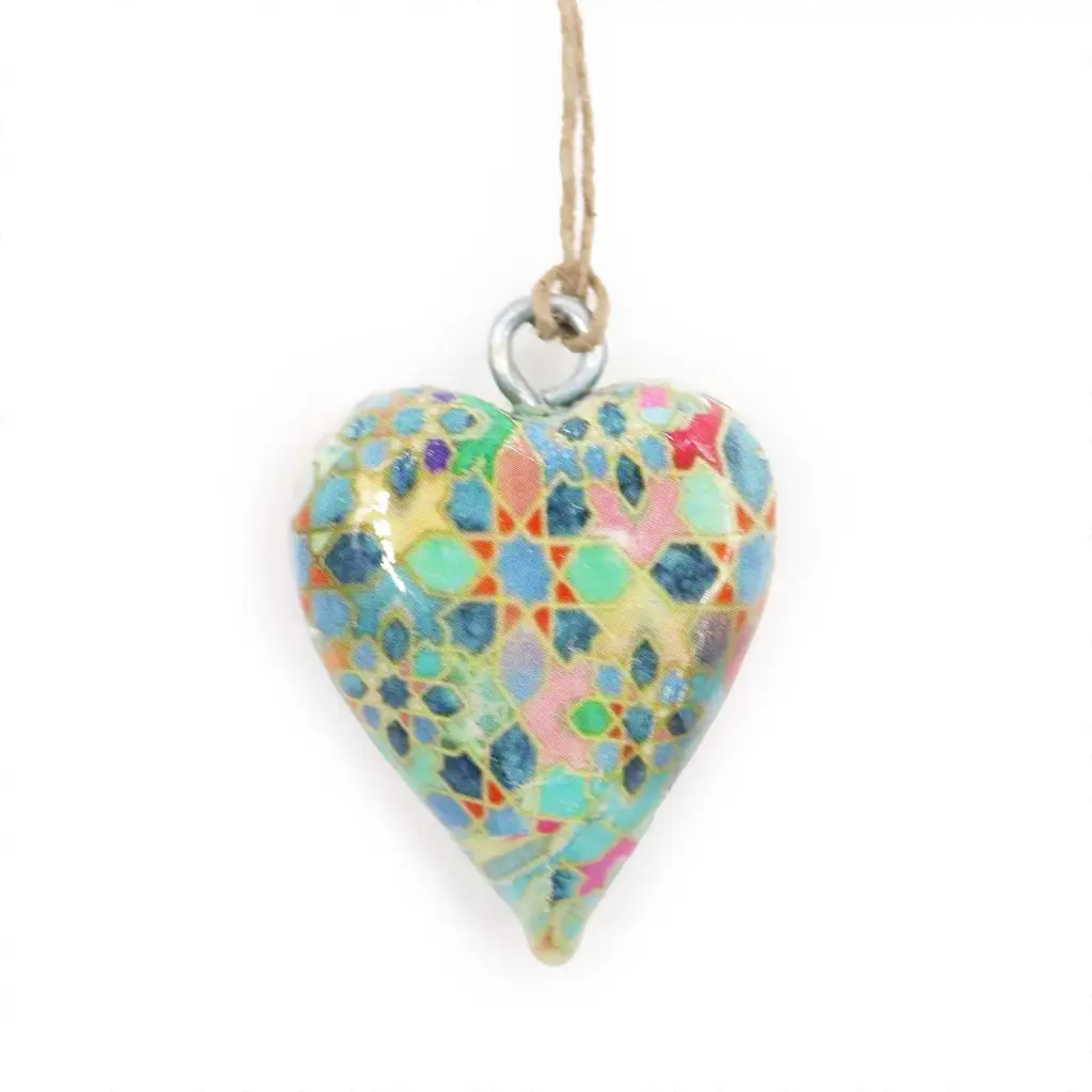 Small Decor Wood Heart – Mediterranean Tile Pattern | www.artisangoods.co.uk Small Decor Wood Heart – Mediterranean Tile Pattern | www.artisangoods.co.uk