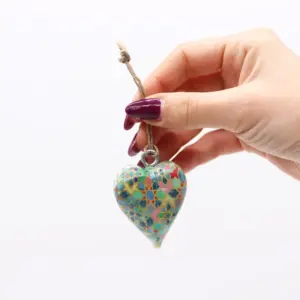 Small Decor Wood Heart –  Mediterranean Tile Pattern | www.artisangoods.co.uk 2