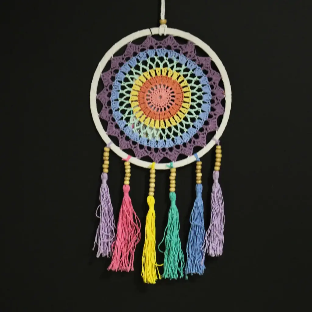 Small Dreamcatcher (22x56cm) – Pastel Rainbow | www.artisangoods.co.uk 2