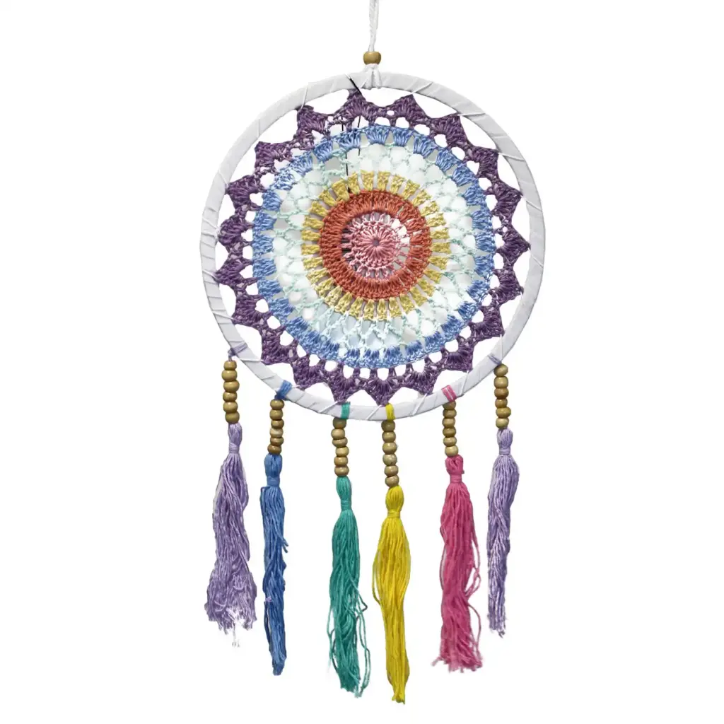 Small Dreamcatcher (22x56cm) – Pastel Rainbow | www.artisangoods.co.uk
