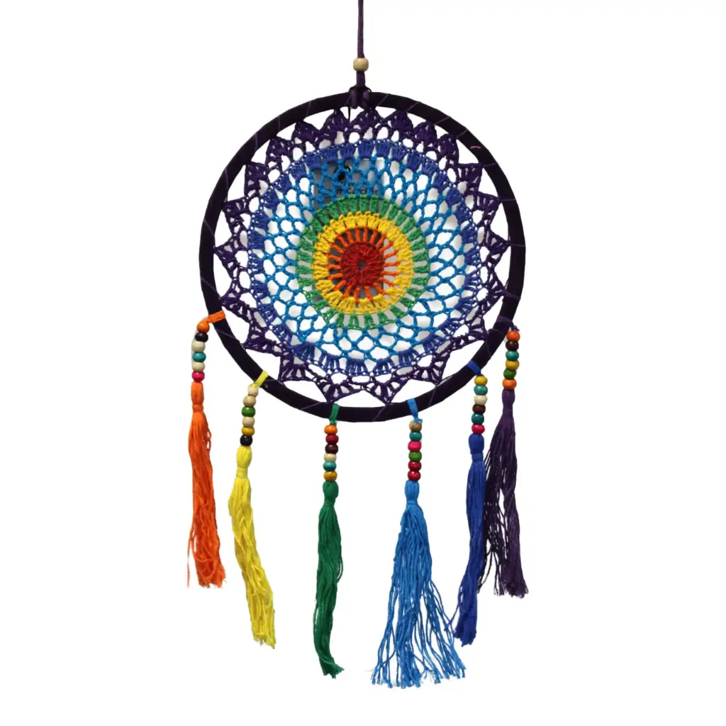 Small Dreamcatcher (22x56cm) – Vivid Rainbow | www.artisangoods.co.uk
