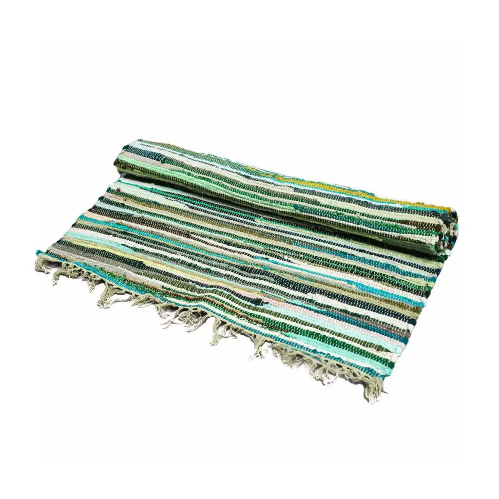 Small Rag Rug – 50x90cm – premium quality- Natural Greens | www.artisangoods.co.uk
