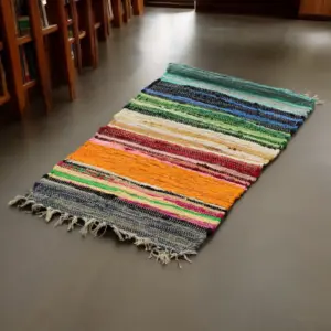 Small Rag Rug – 50x90cm – premium quality –  Rainbow Colours | www.artisangoods.co.uk 2