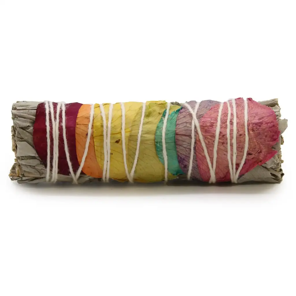 Smudge Stick – 7 Chakras Rose Petals Sage 10 cm (Chakra) | www.artisangoods.co.uk