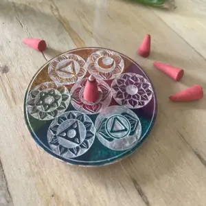 Soapstone Disc Incense Cone Holder 10cm – Seven Chakra | www.artisangoods.co.uk 6