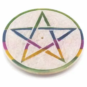 Soapstone Disc Incense Holder 8cm – Pentagon | www.artisangoods.co.uk 2