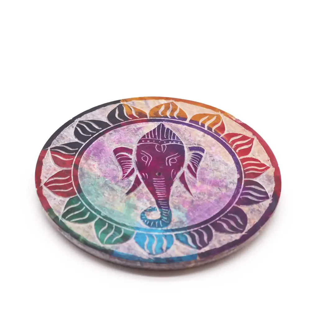 Soapstone Disc Incense Holder – Ganesha | www.artisangoods.co.uk 2