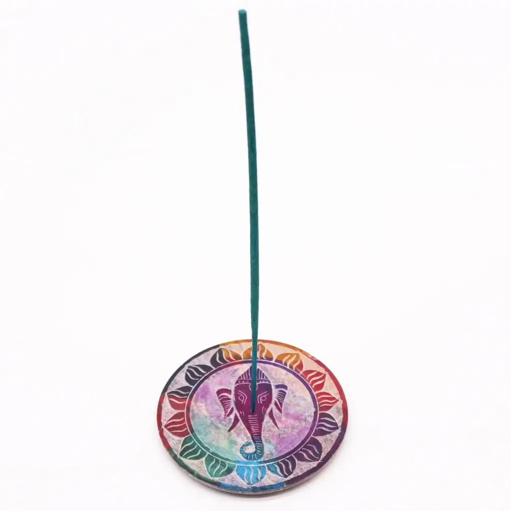 Soapstone Disc Incense Holder – Ganesha | www.artisangoods.co.uk