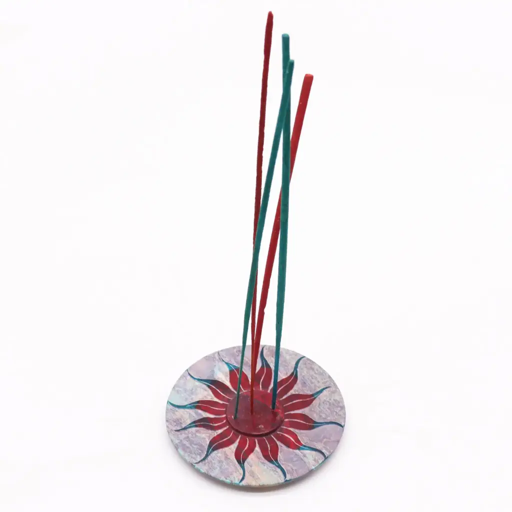 Soapstone Disc Incense Holder – Sun Flower (5 stick holder) | www.artisangoods.co.uk 2