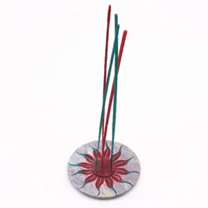 Soapstone Disc Incense Holder – Sun Flower (5 stick holder) | www.artisangoods.co.uk 2
