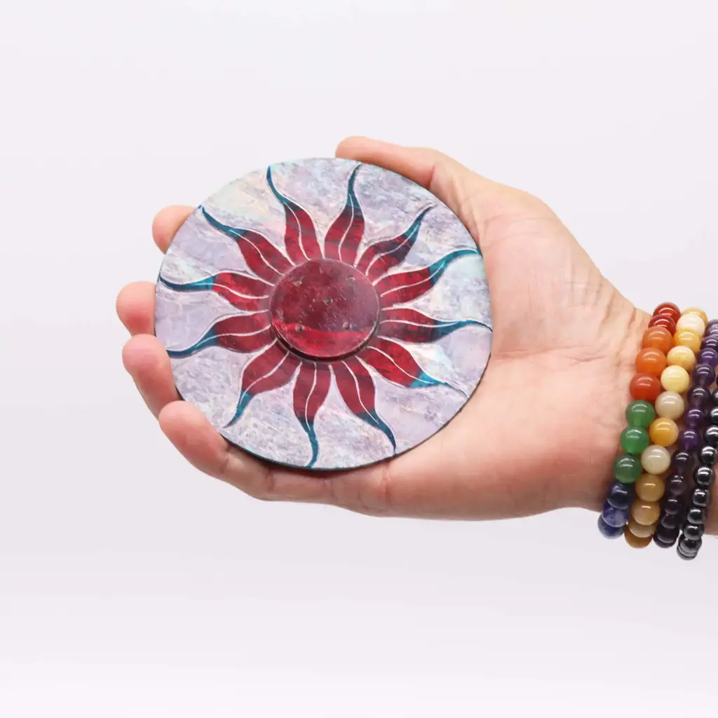 Soapstone Disc Incense Holder – Sun Flower (5 stick holder) | www.artisangoods.co.uk 3