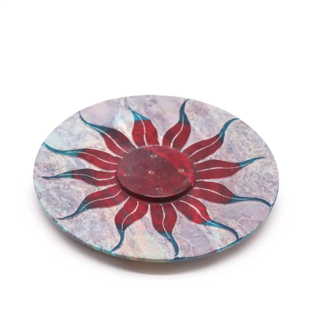 Soapstone Disc Incense Holder – Sun Flower (5 stick holder) | www.artisangoods.co.uk