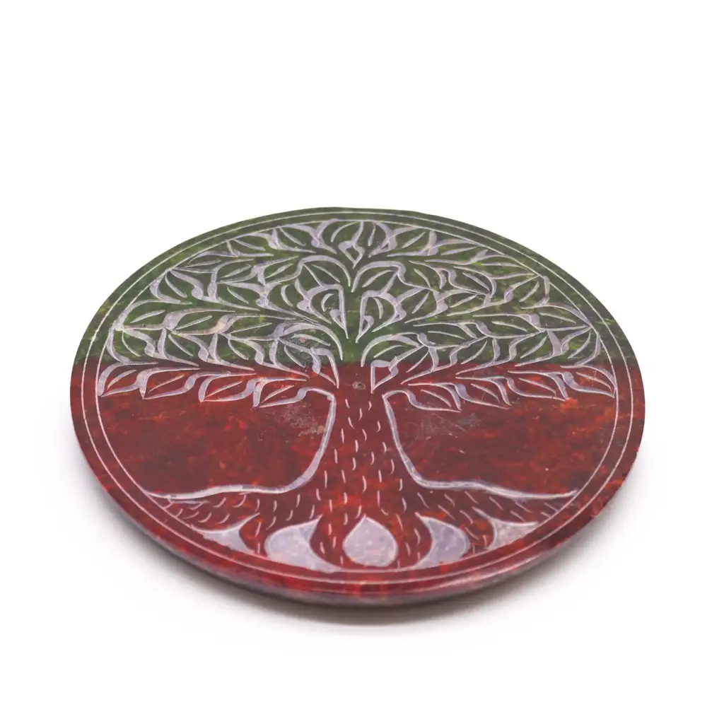 Soapstone Disc Incense Holder – Tree of Life | www.artisangoods.co.uk