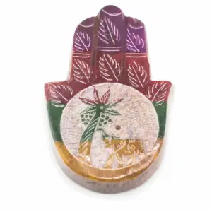 Soapstone Hamsa Incense Holder 9x6cm – Elephant & Palm | www.artisangoods.co.uk 3