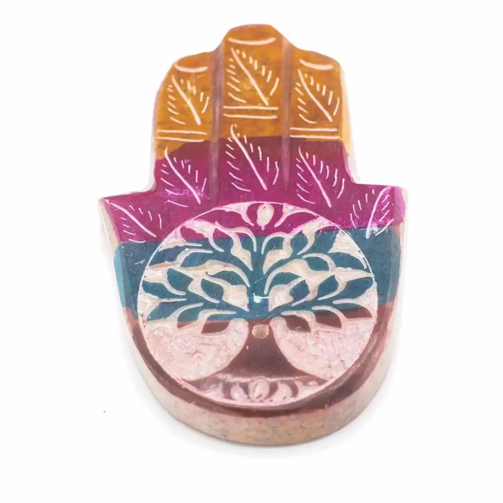 Soapstone Hamsa Incense Holder 9x6cm – Tree of Life | www.artisangoods.co.uk 3
