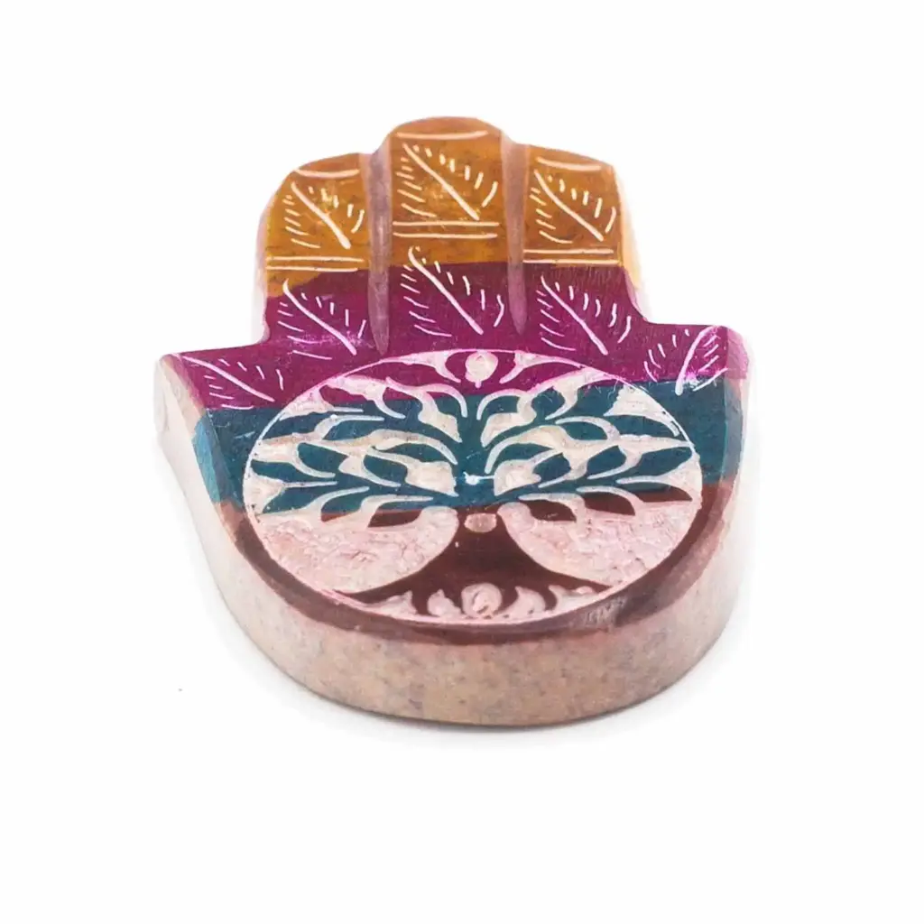 Soapstone Hamsa Incense Holder 9x6cm – Tree of Life | www.artisangoods.co.uk