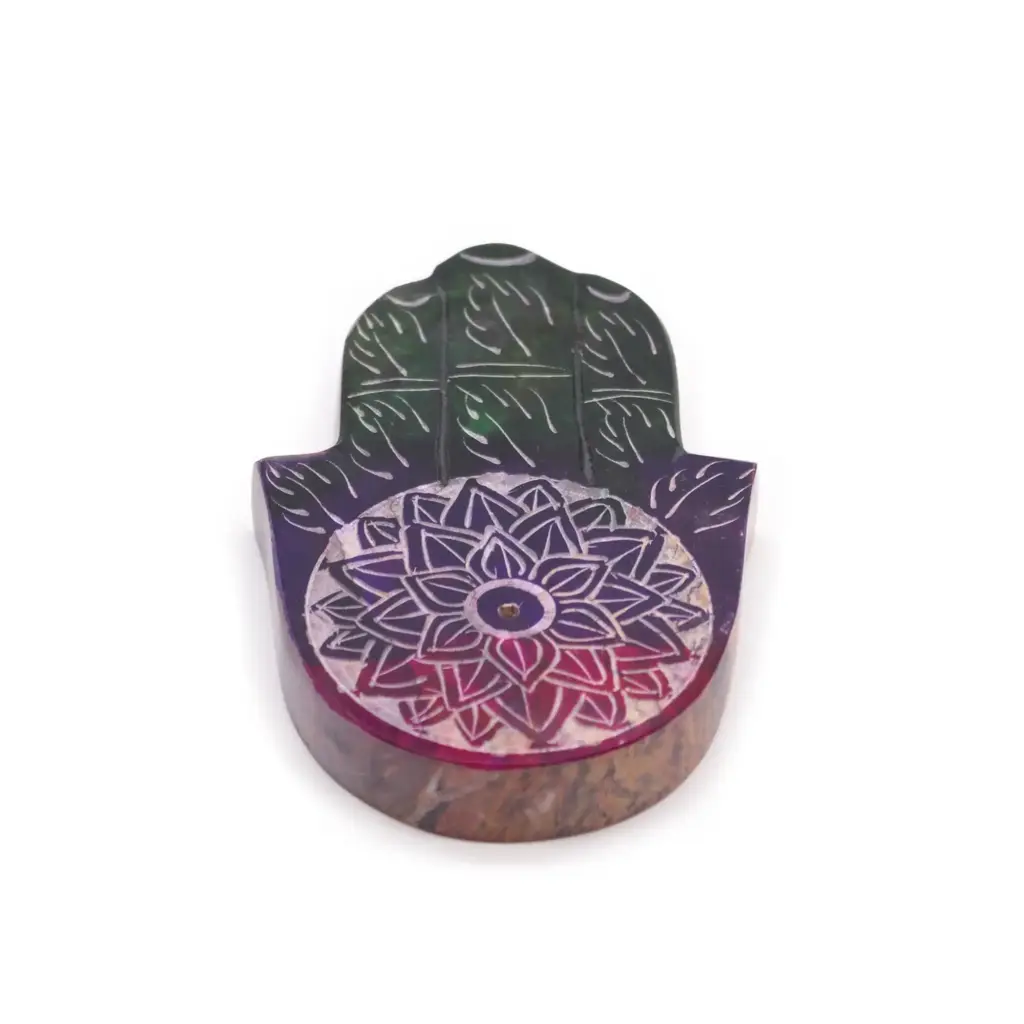 Soapstone Hamsa Incense Holder – Lotus Flower | www.artisangoods.co.uk